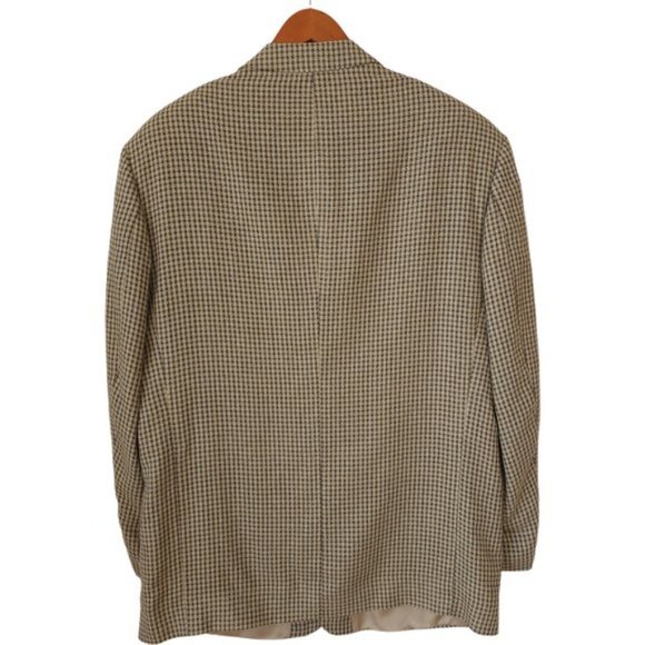 Vintage Jacques Fath Paris silk wool brown plaid blazer, sportcoat - Picture 3 of 9